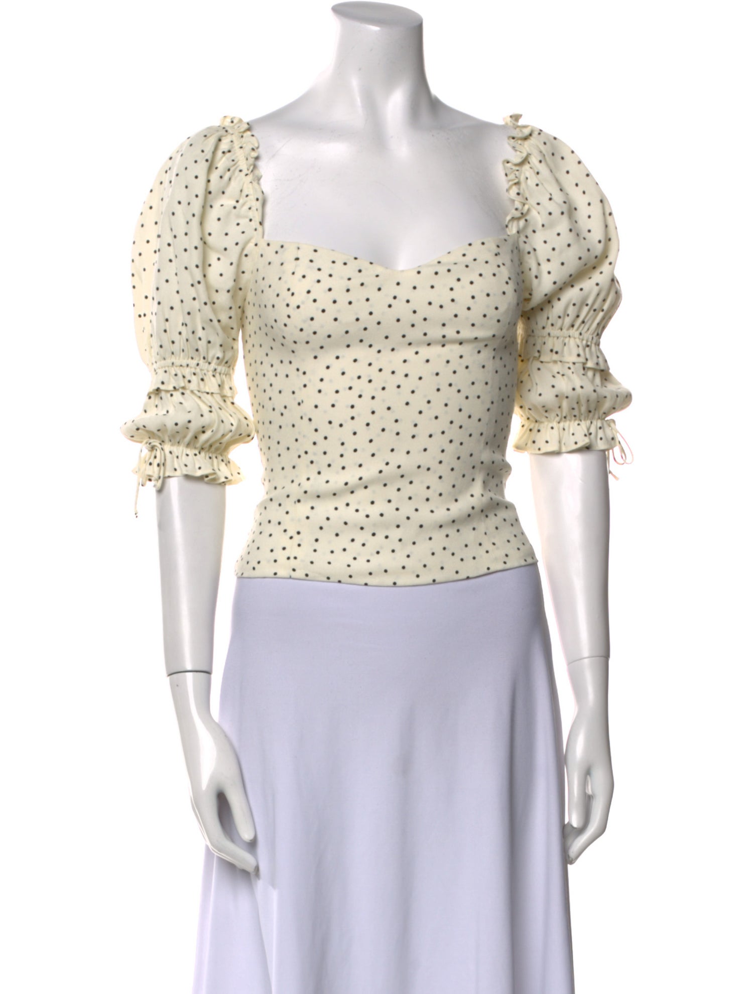 Reformation Polka Dot Print Square Neckline Crop Top