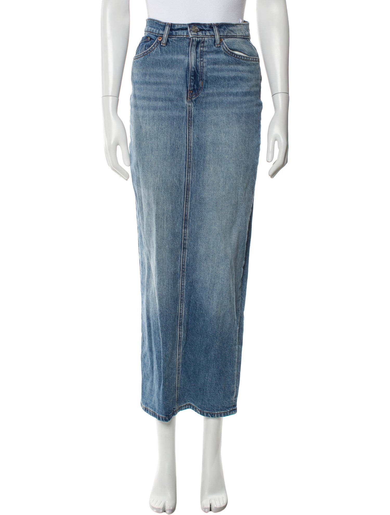 Reformation Distressed Accents Midi Length Skirt