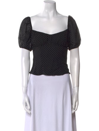 Reformation Polka Dot Print Square Neckline Crop Top