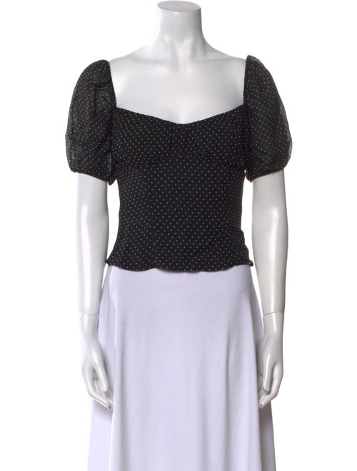 Reformation Polka Dot Print Square Neckline Crop Top