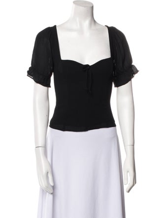 Reformation Square Neckline Short Sleeve Crop Top