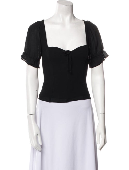 Reformation Square Neckline Short Sleeve Crop Top