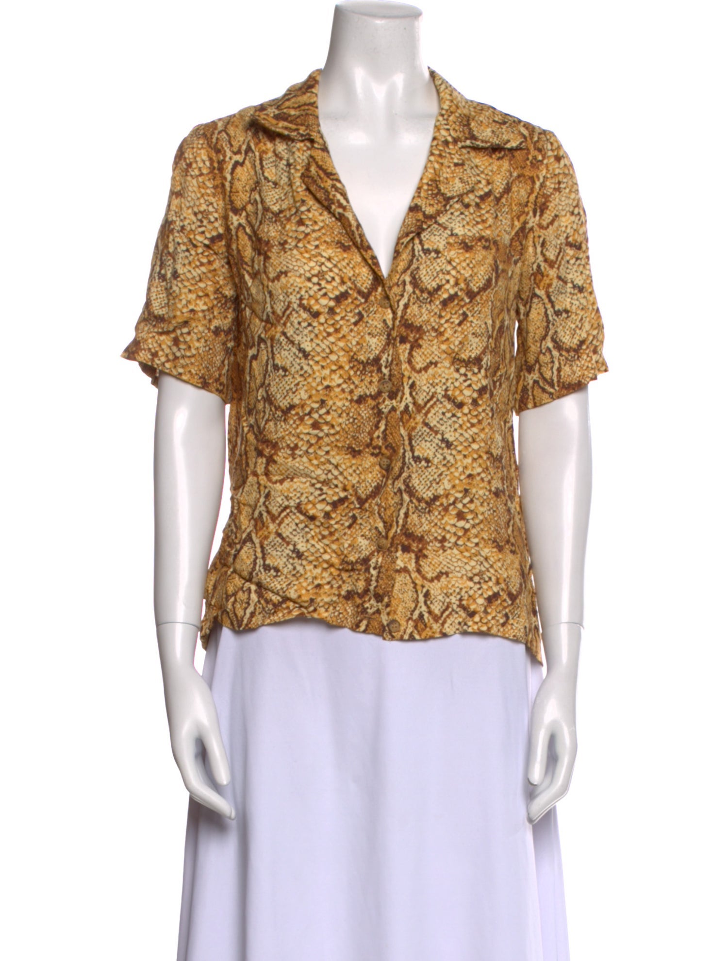 Reformation Printed Short Sleeve Button-Up Top