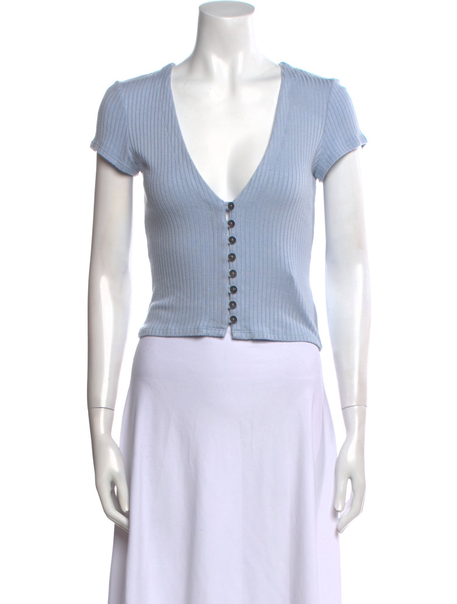 Reformation V-Neck Short Sleeve Crop Top