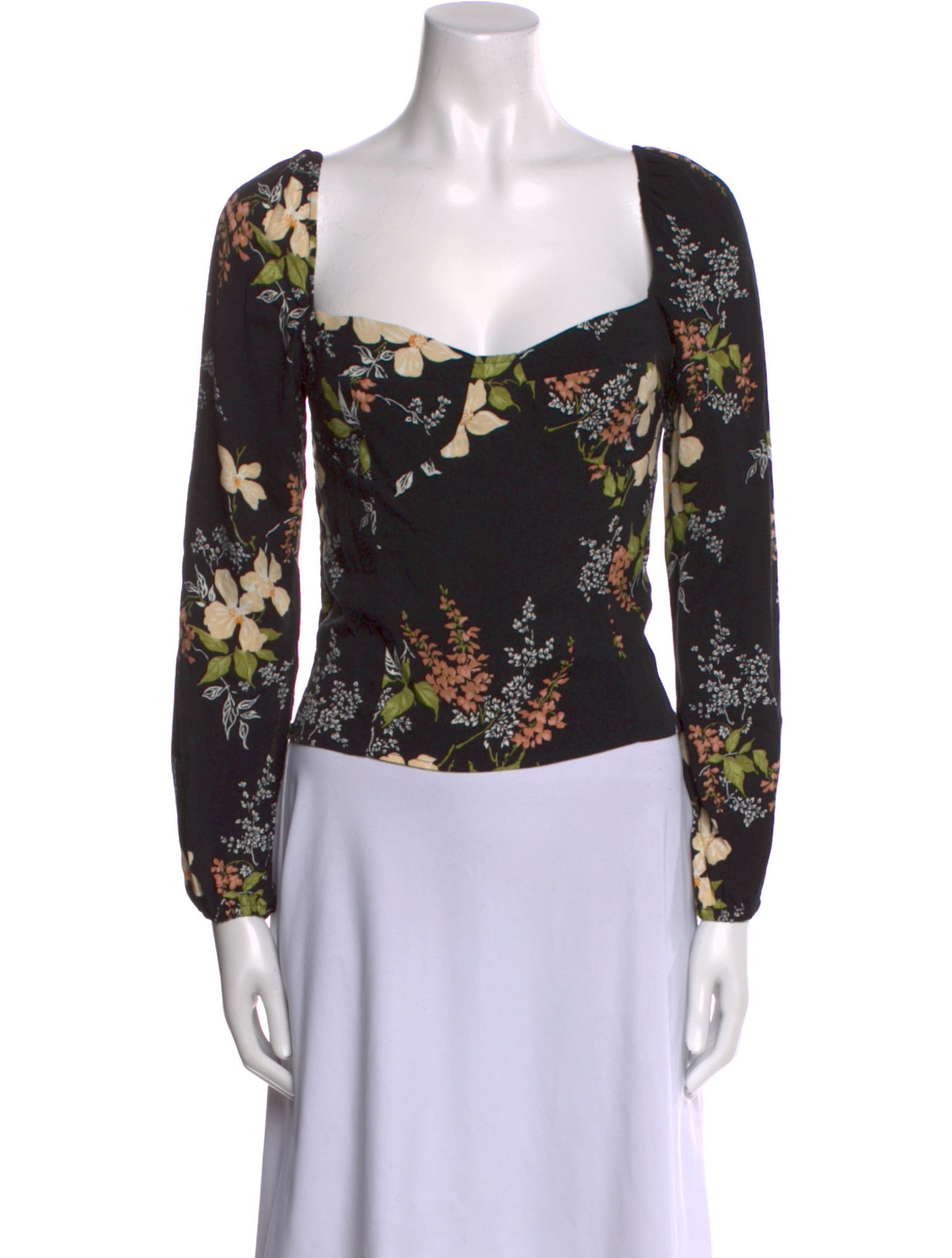 Reformation Floral Print Square Neckline Top