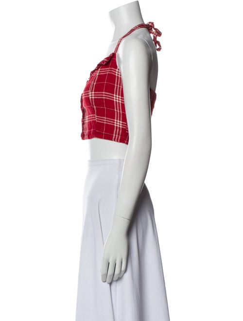 Reformation Linen Plaid Print Crop Top