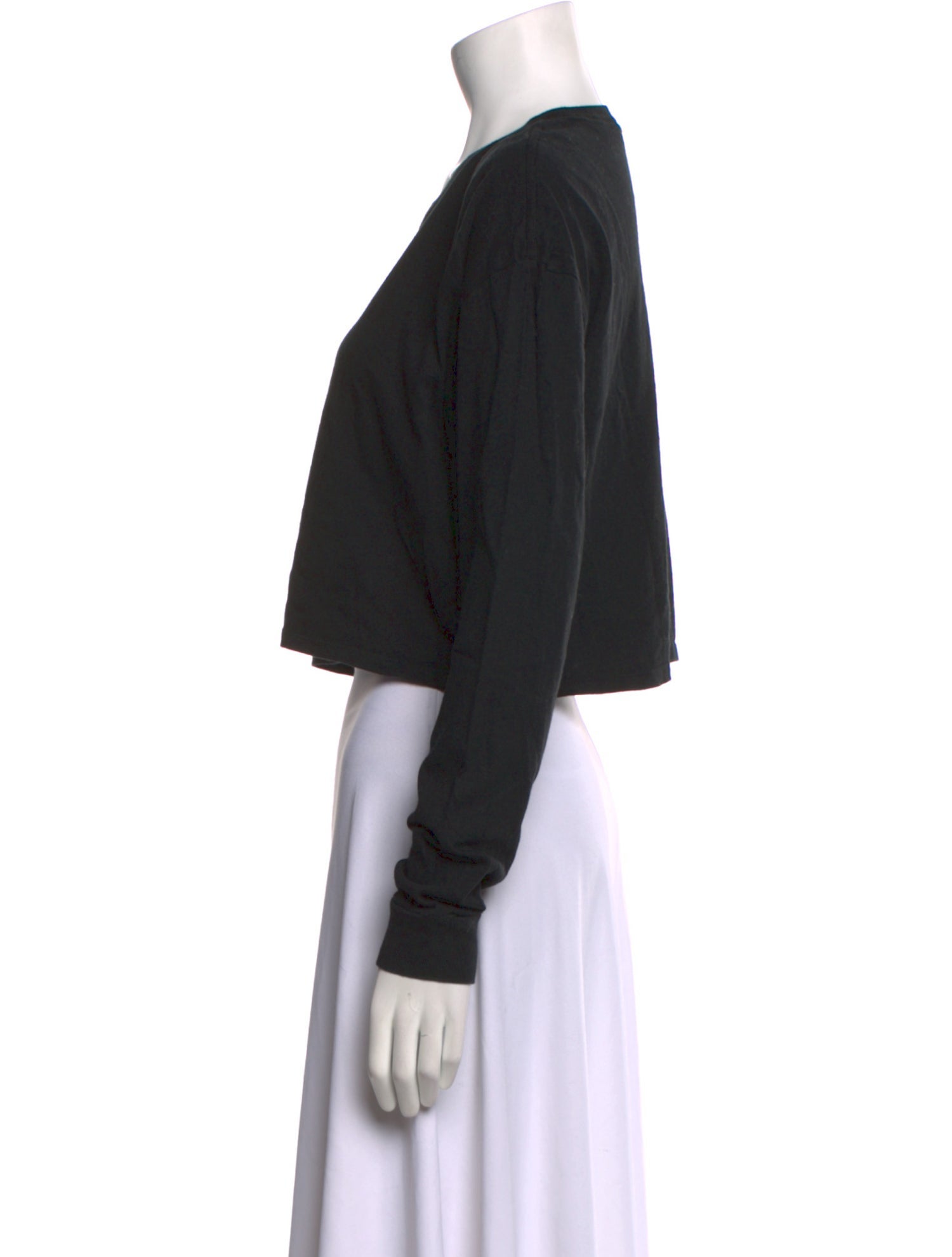 Reformation Crew Neck Long Sleeve Crop Top