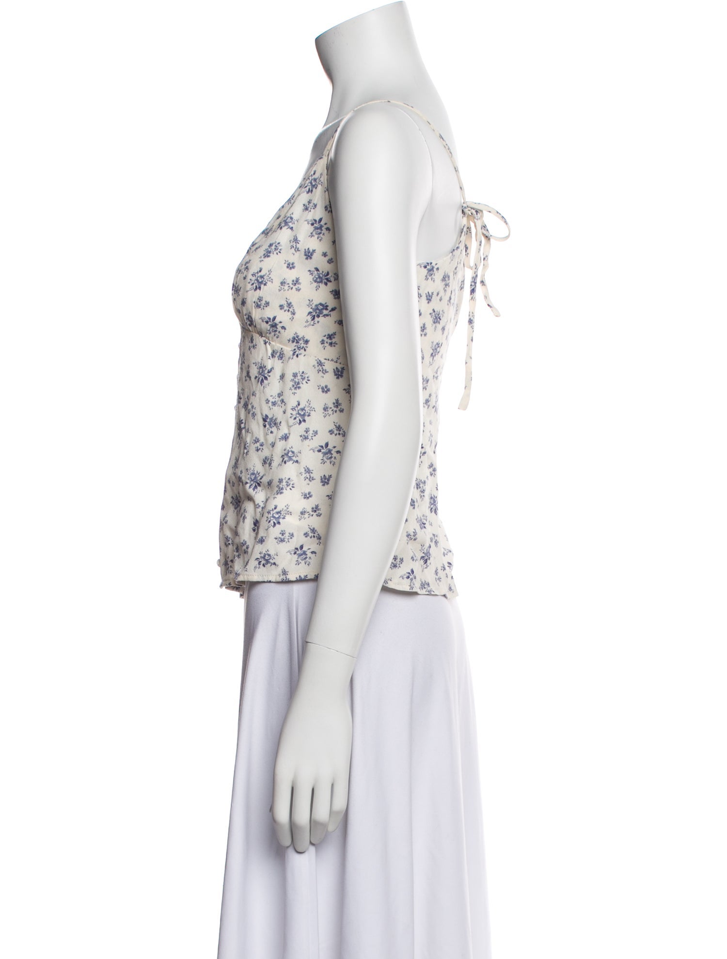 Reformation Floral Print V-Neck Crop Top