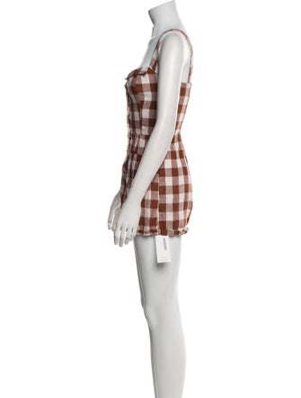 Reformation Linen Plaid Print Romper