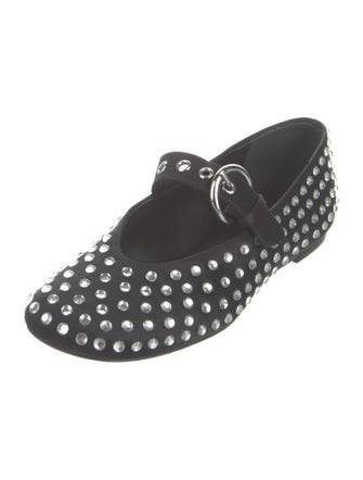 Reformation Satin Crystal Embellishments Mary Jane Flats