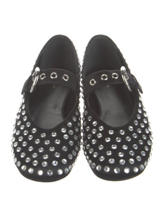 Reformation Satin Crystal Embellishments Mary Jane Flats