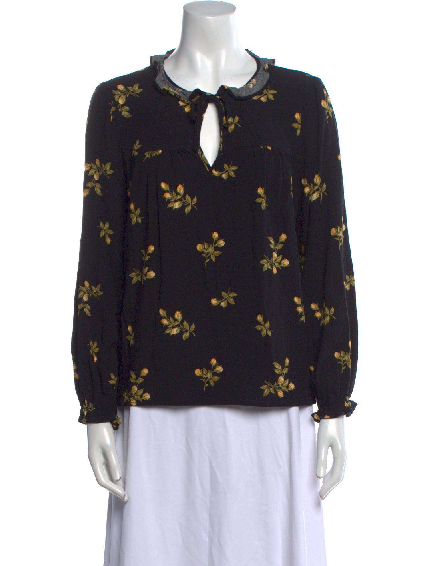 Reformation Floral Print V-Neck Blouse