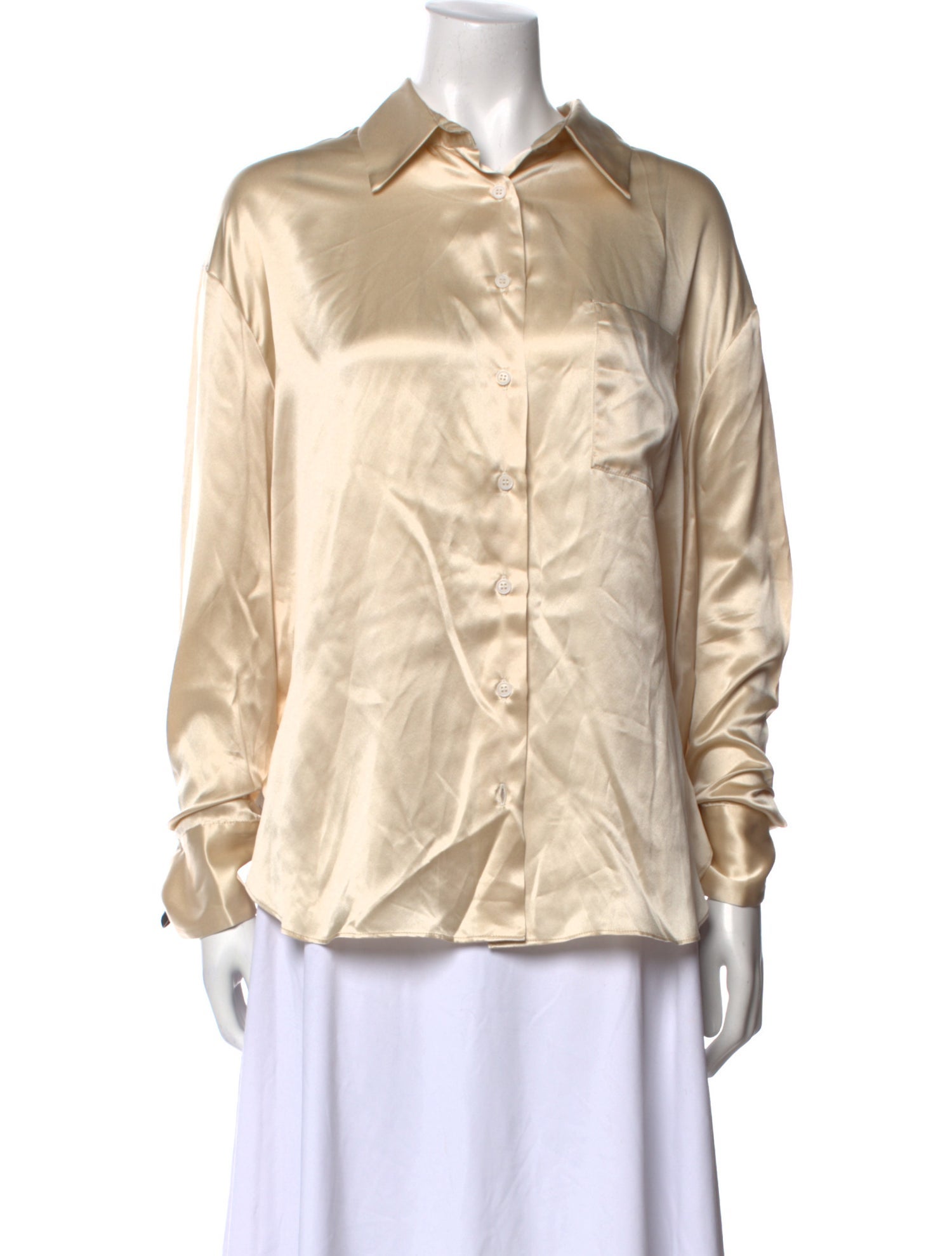 Reformation Silk Long Sleeve Button-Up Top
