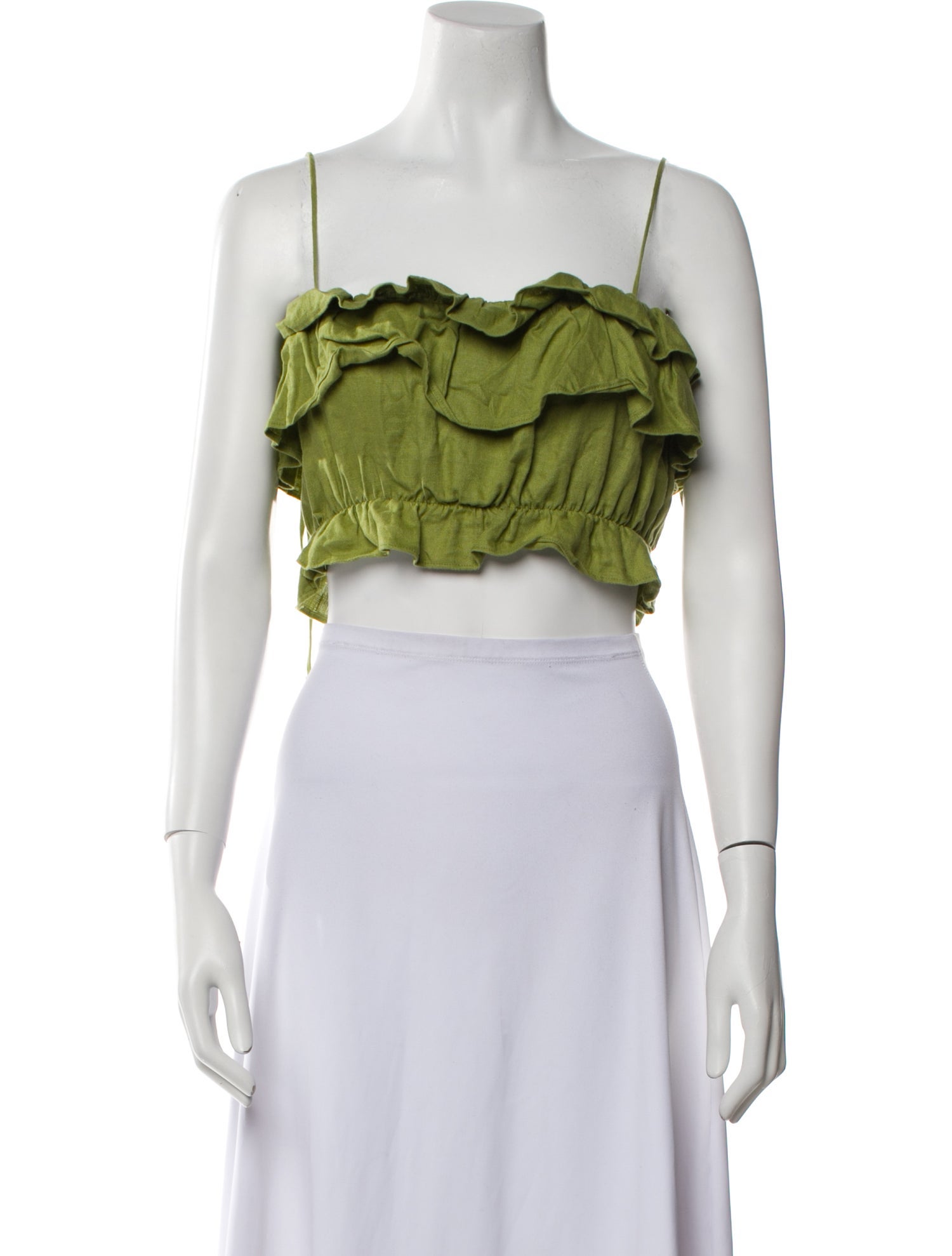 Reformation Linen Square Neckline Crop Top