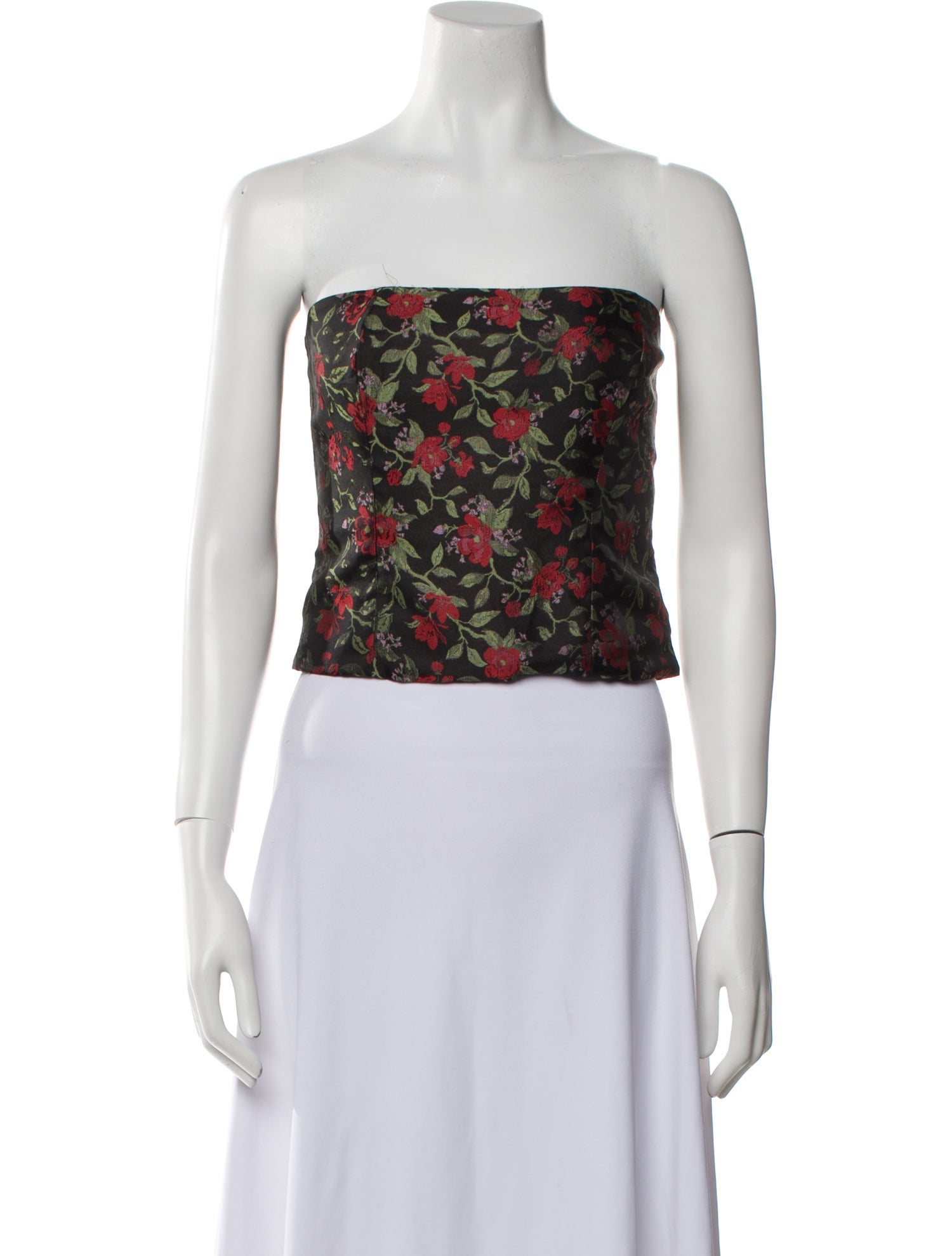Reformation Floral Print Strapless Crop Top
