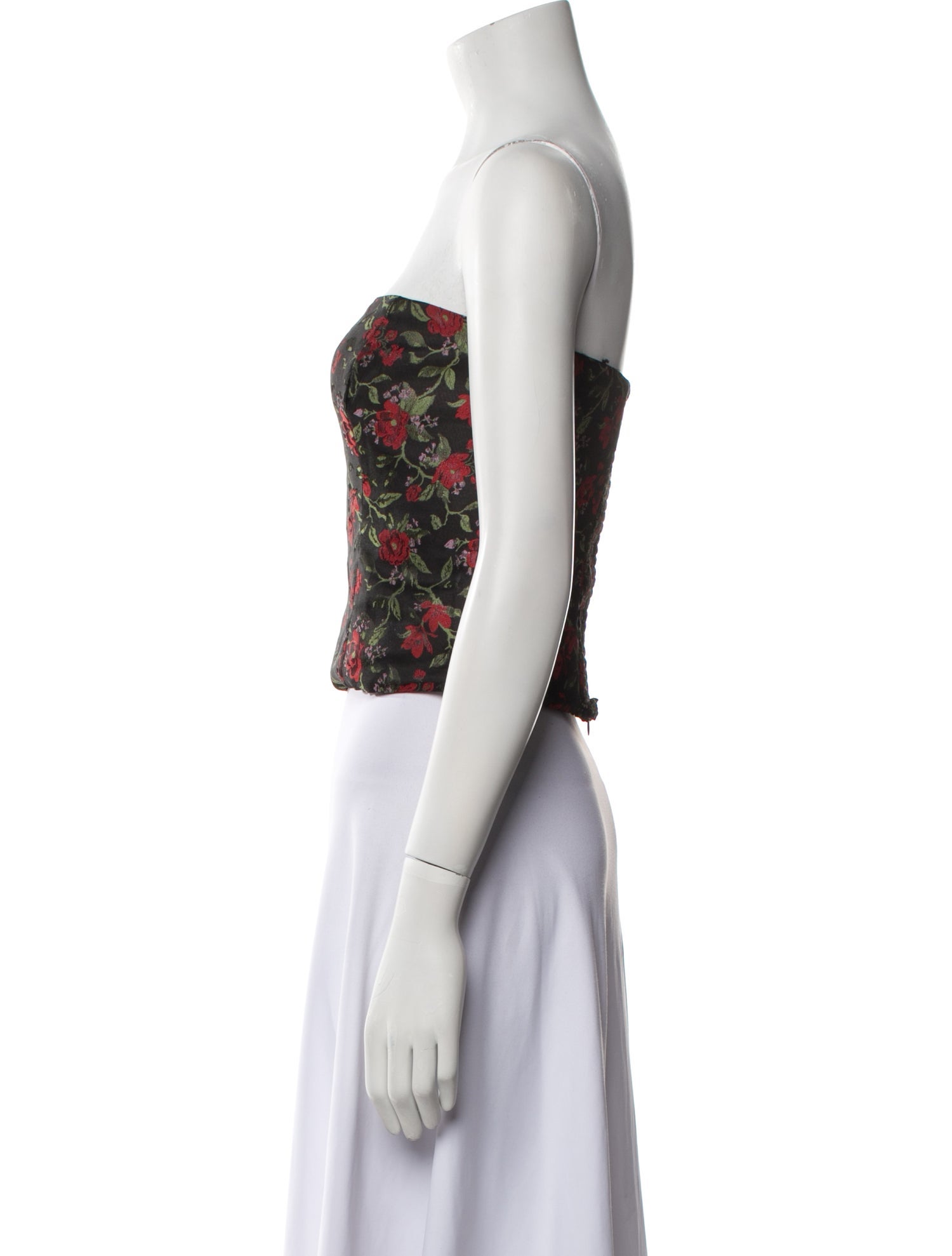 Reformation Floral Print Strapless Crop Top