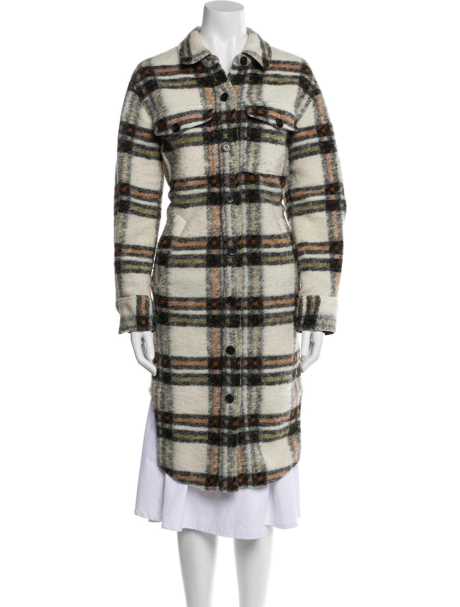 Reformation Plaid Print Trench Coat