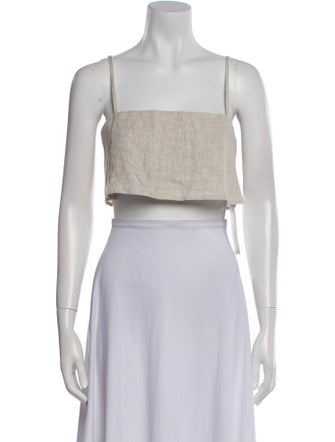 Reformation Linen Square Neckline Crop Top