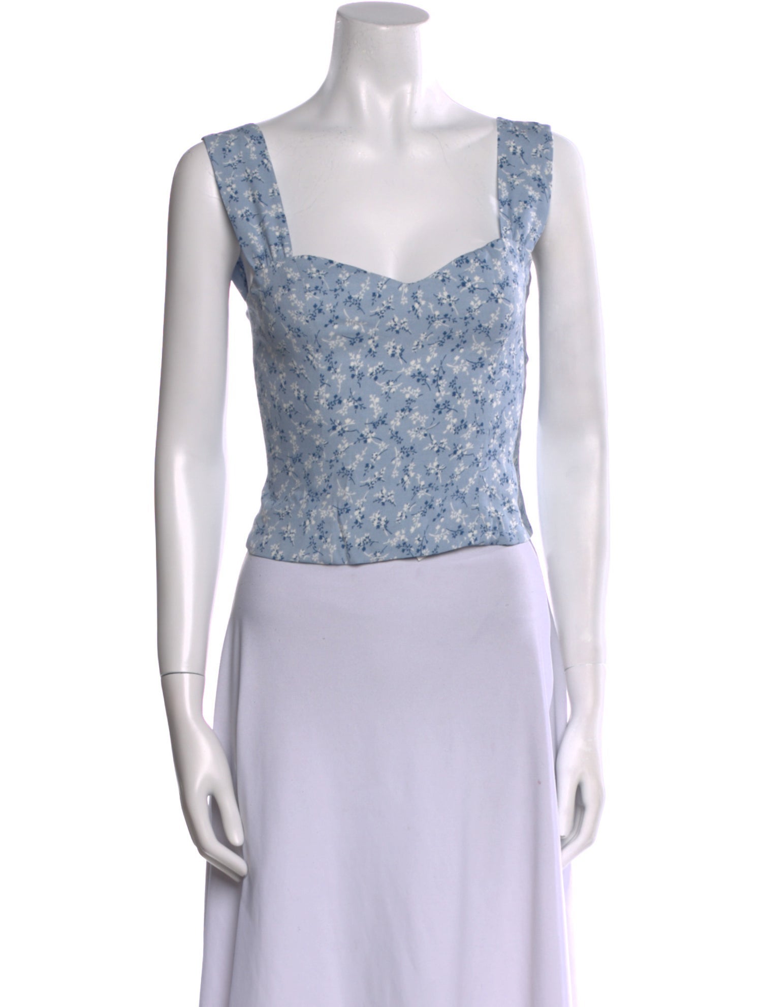 Reformation Floral Print Square Neckline Crop Top