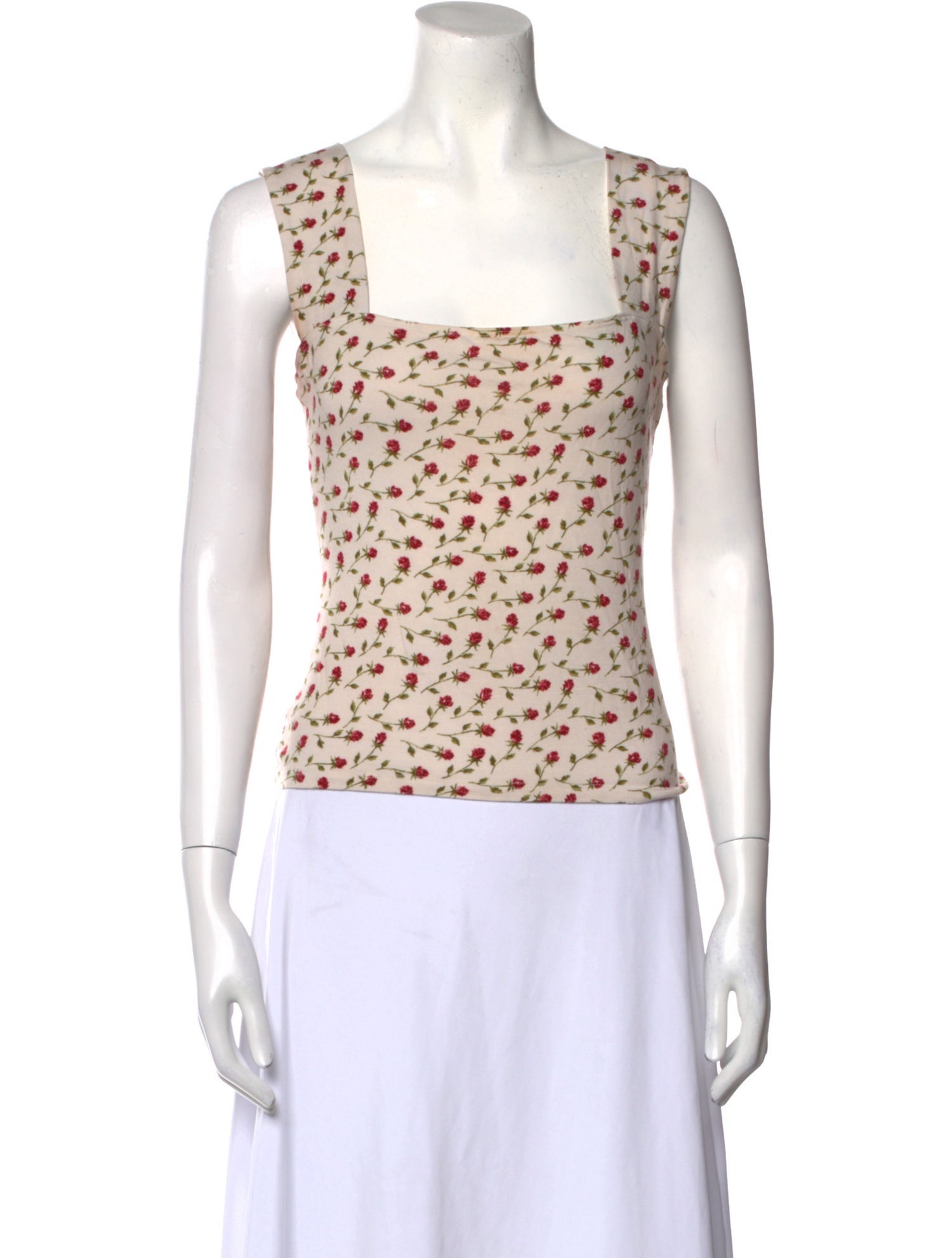 Reformation Floral Print Square Neckline Crop Top