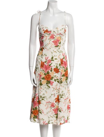 Reformation Floral Print Midi Length Dress