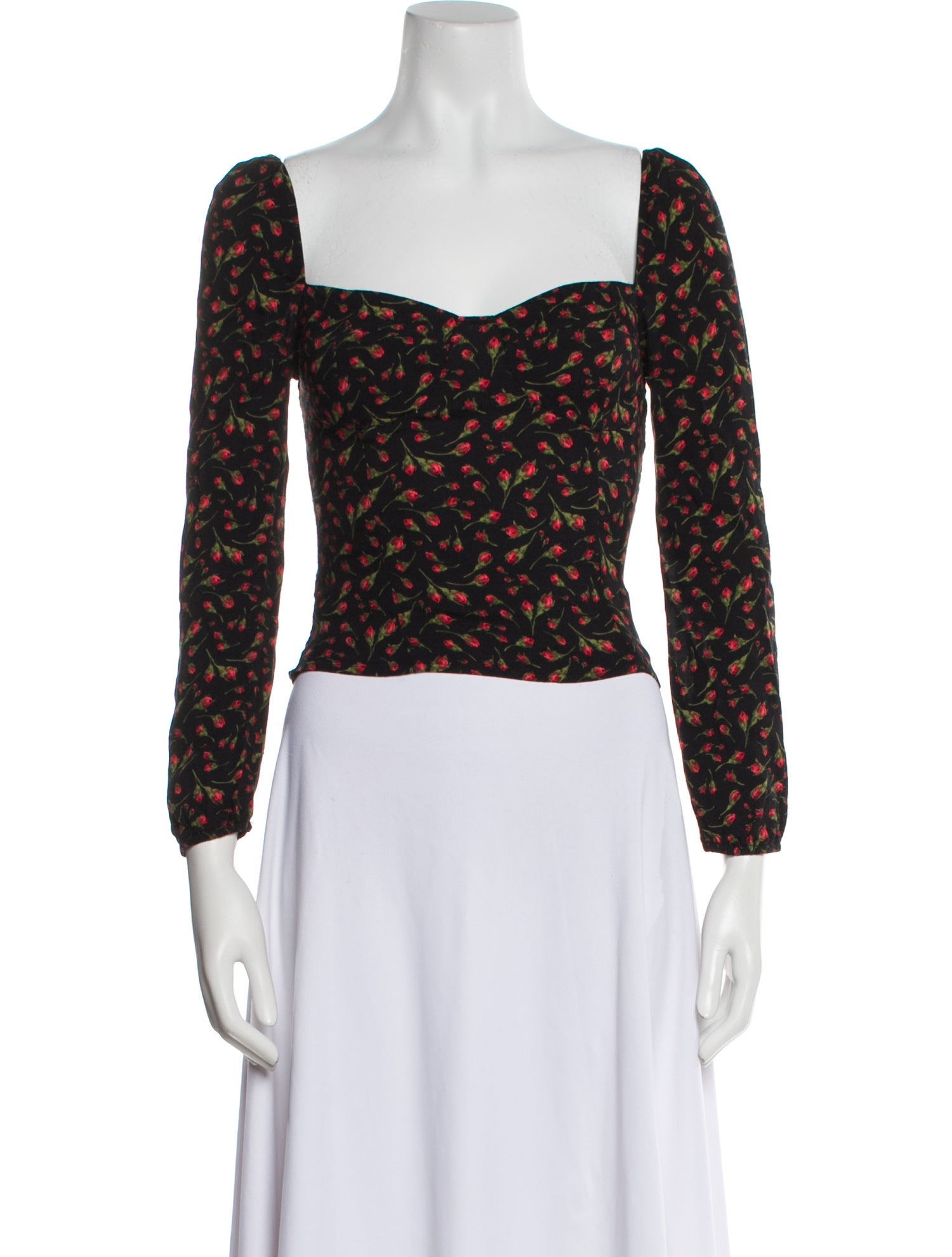 Reformation Floral Print Square Neckline Crop Top
