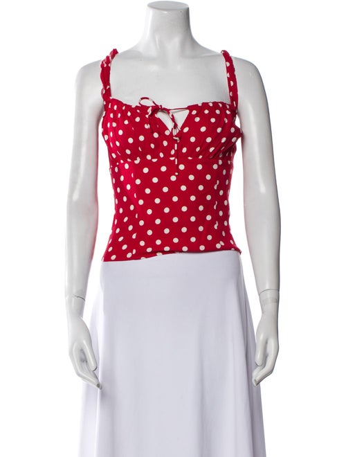 Reformation Polka Dot Print Square Neckline Crop Top