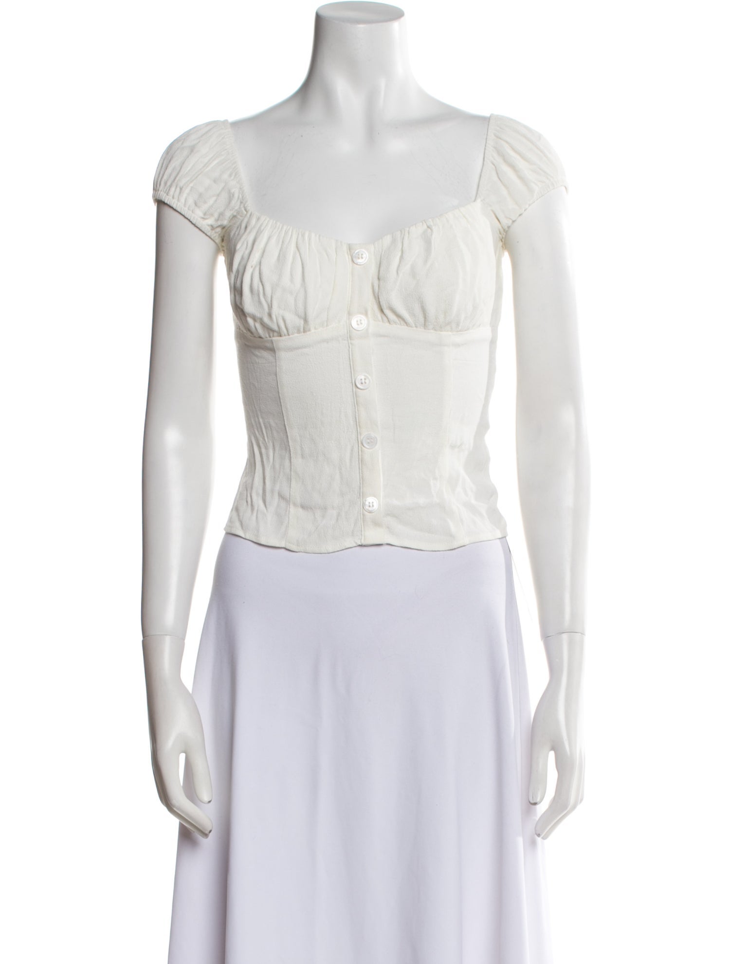 Reformation Square Neckline Short Sleeve Crop Top