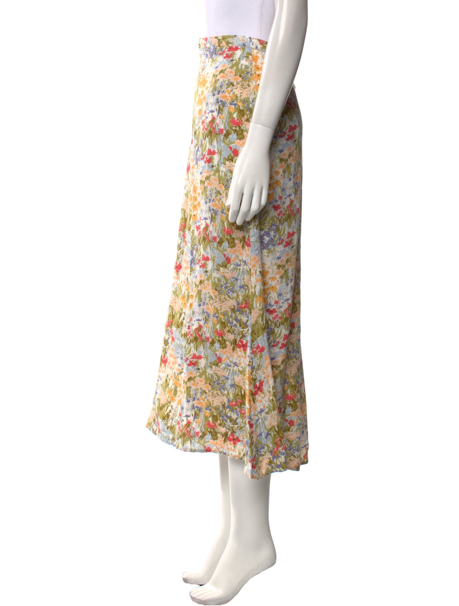 Reformation Floral Print Midi Length Skirt