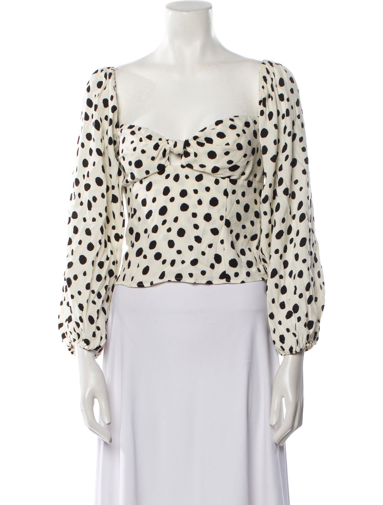 Reformation Polka Dot Print Scoop Neck Crop Top
