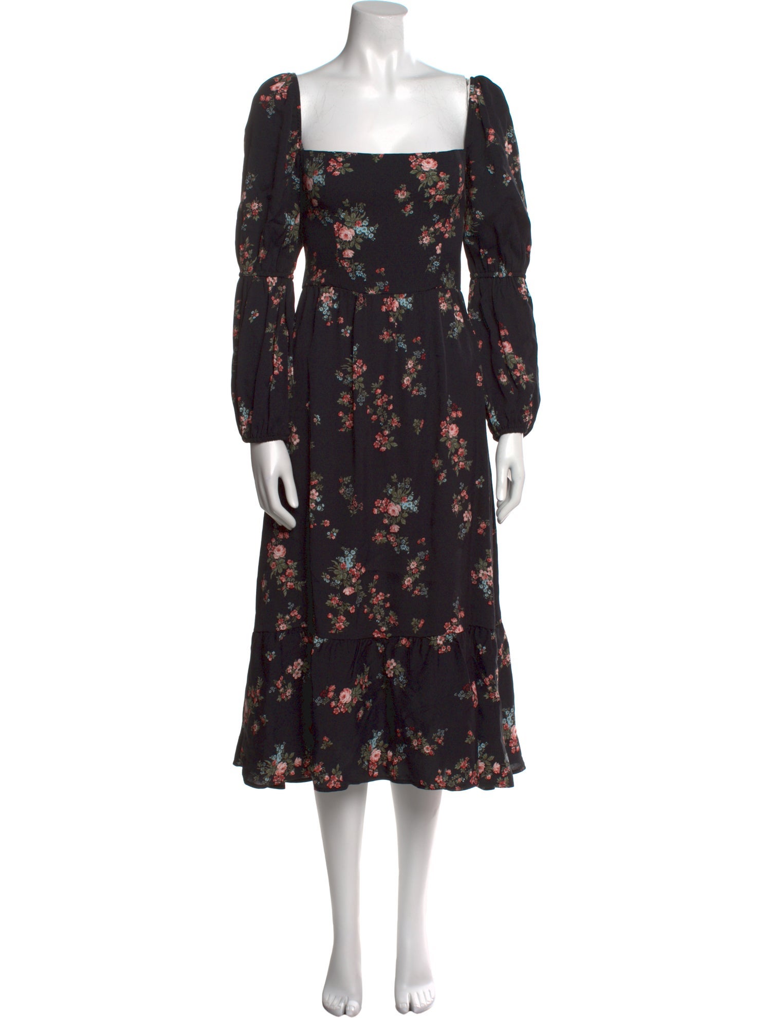 Reformation Floral Print Midi Length Dress