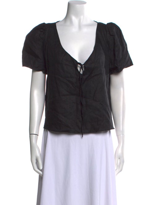 Reformation Linen V-Neck Button-Up Top