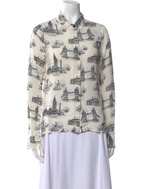Reformation Printed Long Sleeve Button-Up Top