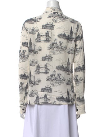 Reformation Printed Long Sleeve Button-Up Top