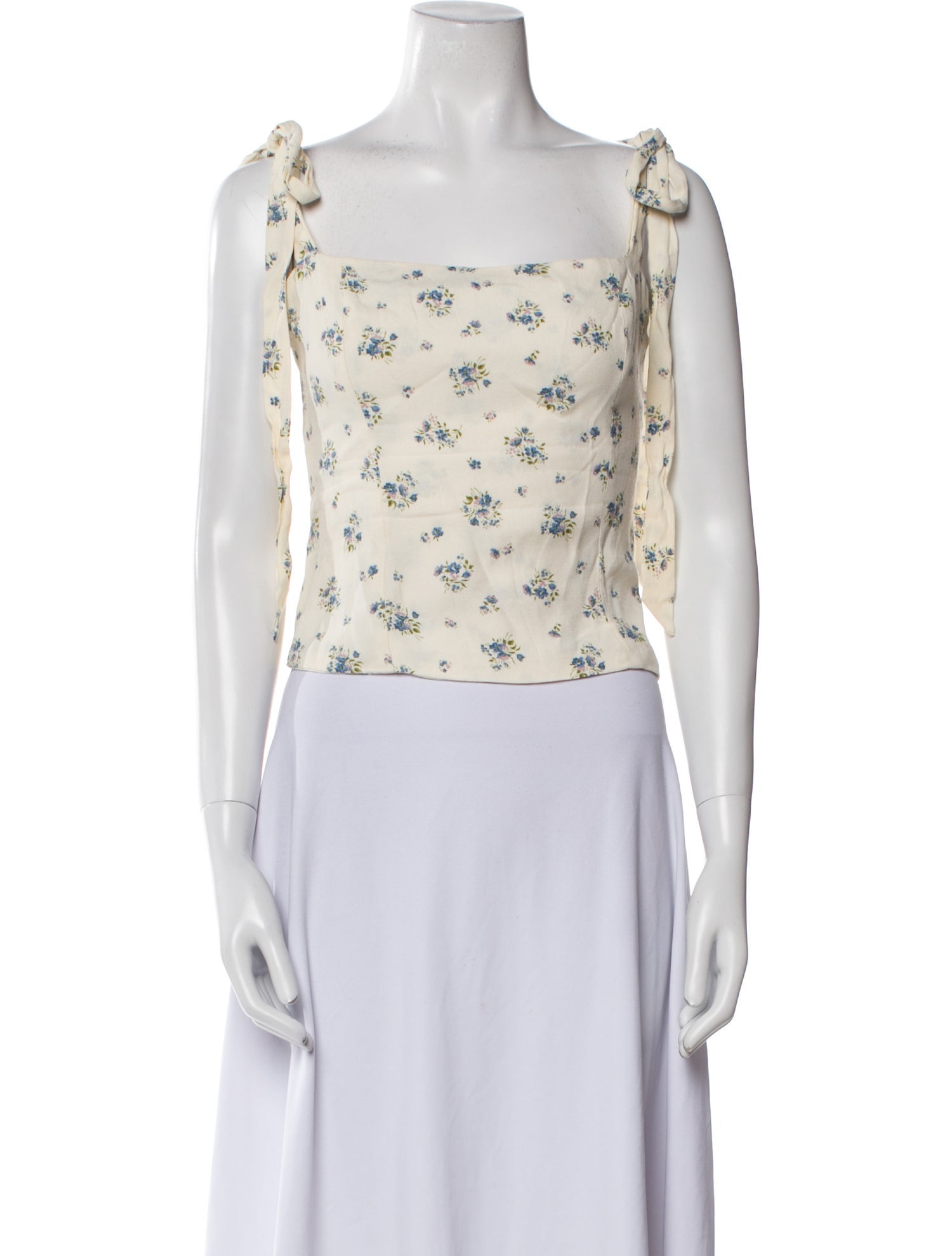 Reformation Floral Print Square Neckline Crop Top
