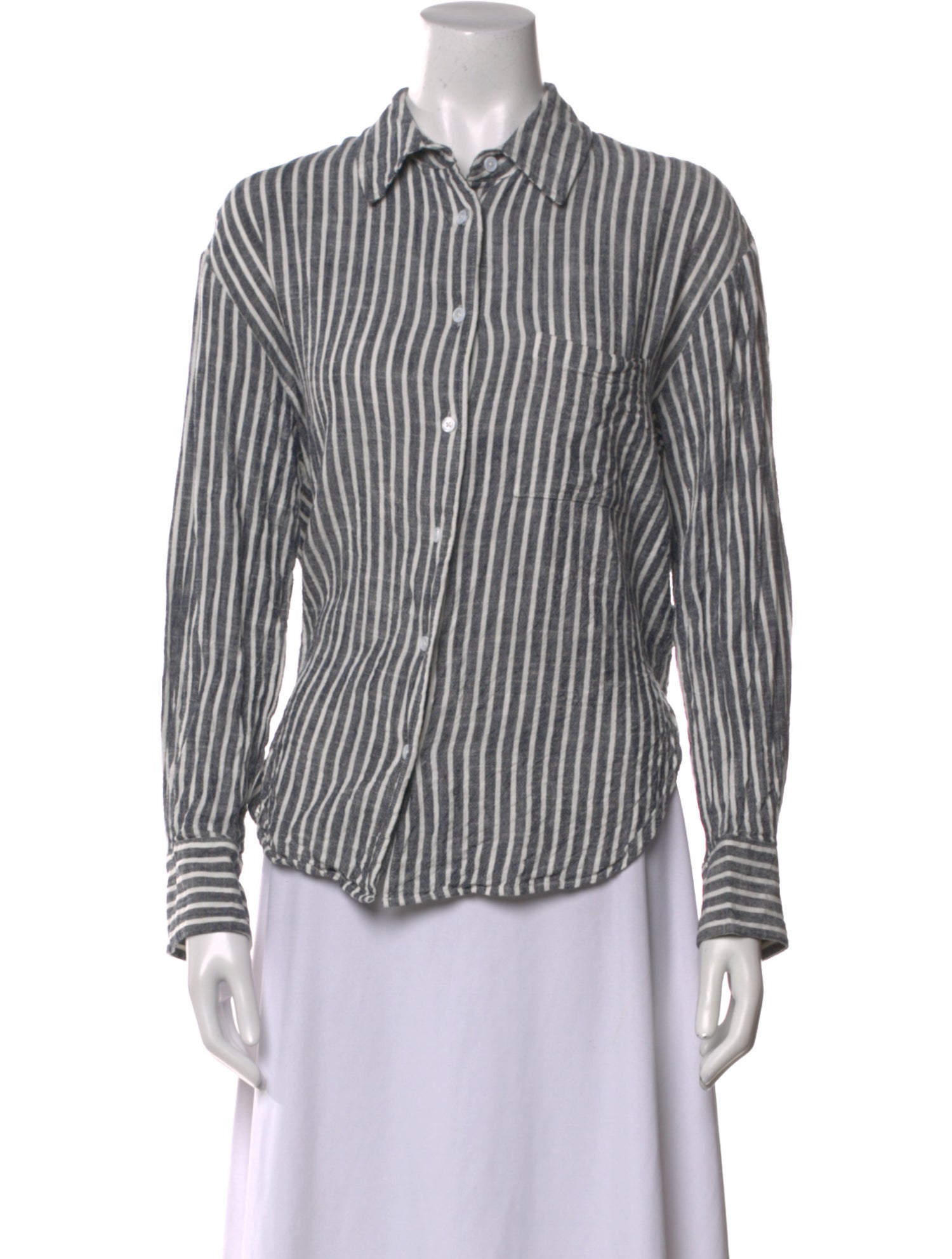 Reformation Striped Long Sleeve Button-Up Top