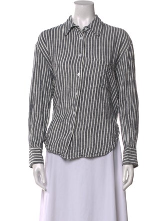 Reformation Striped Long Sleeve Button-Up Top