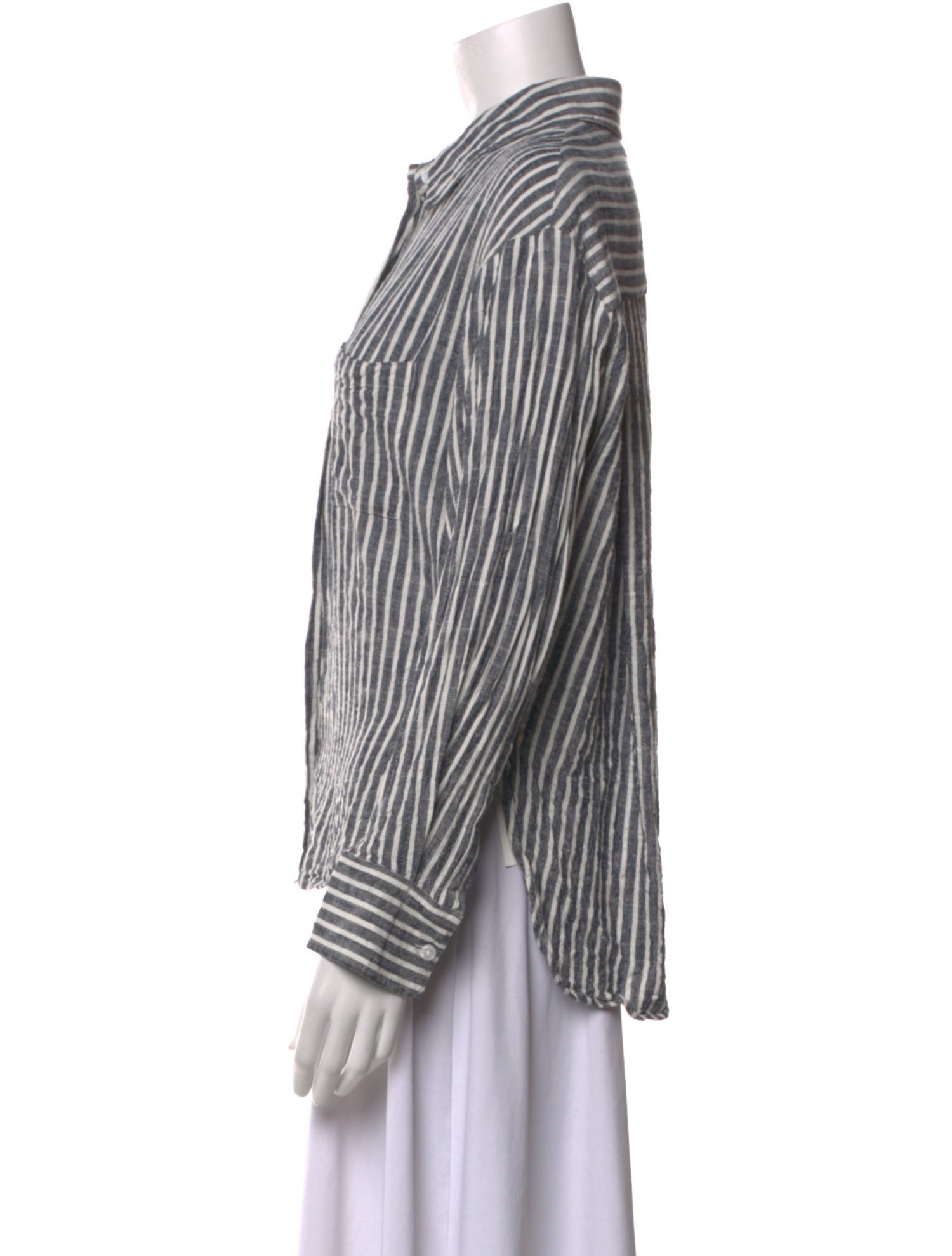 Reformation Striped Long Sleeve Button-Up Top