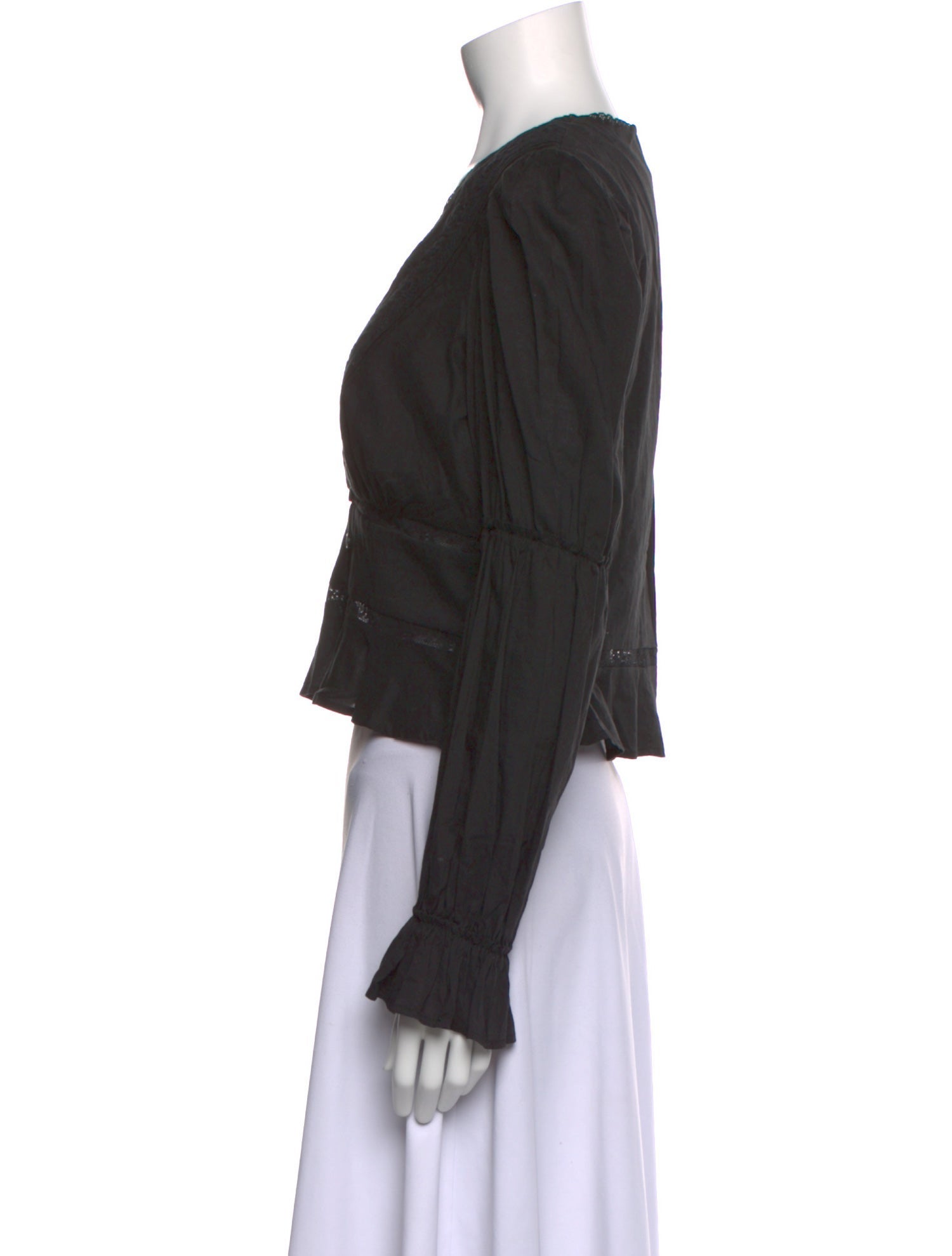 Reformation Plunge Neckline Long Sleeve Crop Top