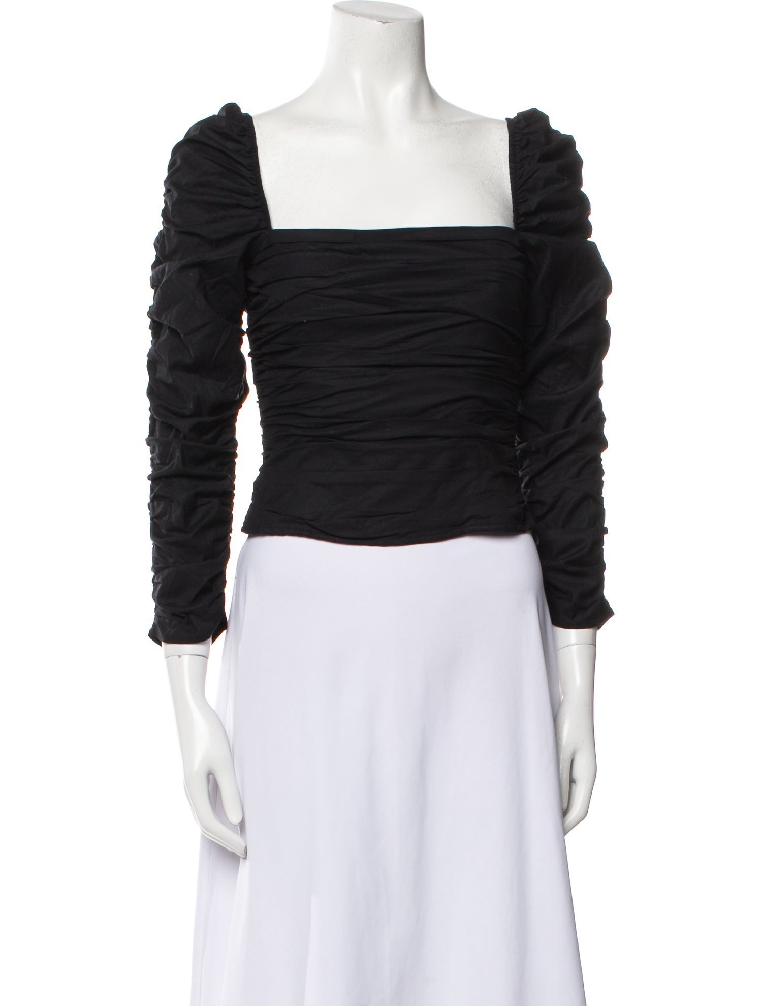 Reformation Square Neckline Three-Quarter Sleeve Crop Top