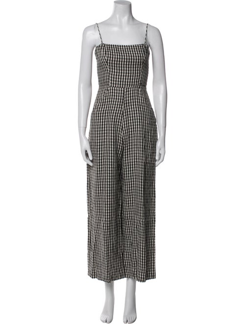 Reformation Linen Plaid Print Jumpsuit