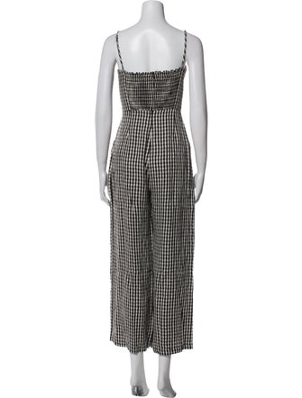 Reformation Linen Plaid Print Jumpsuit