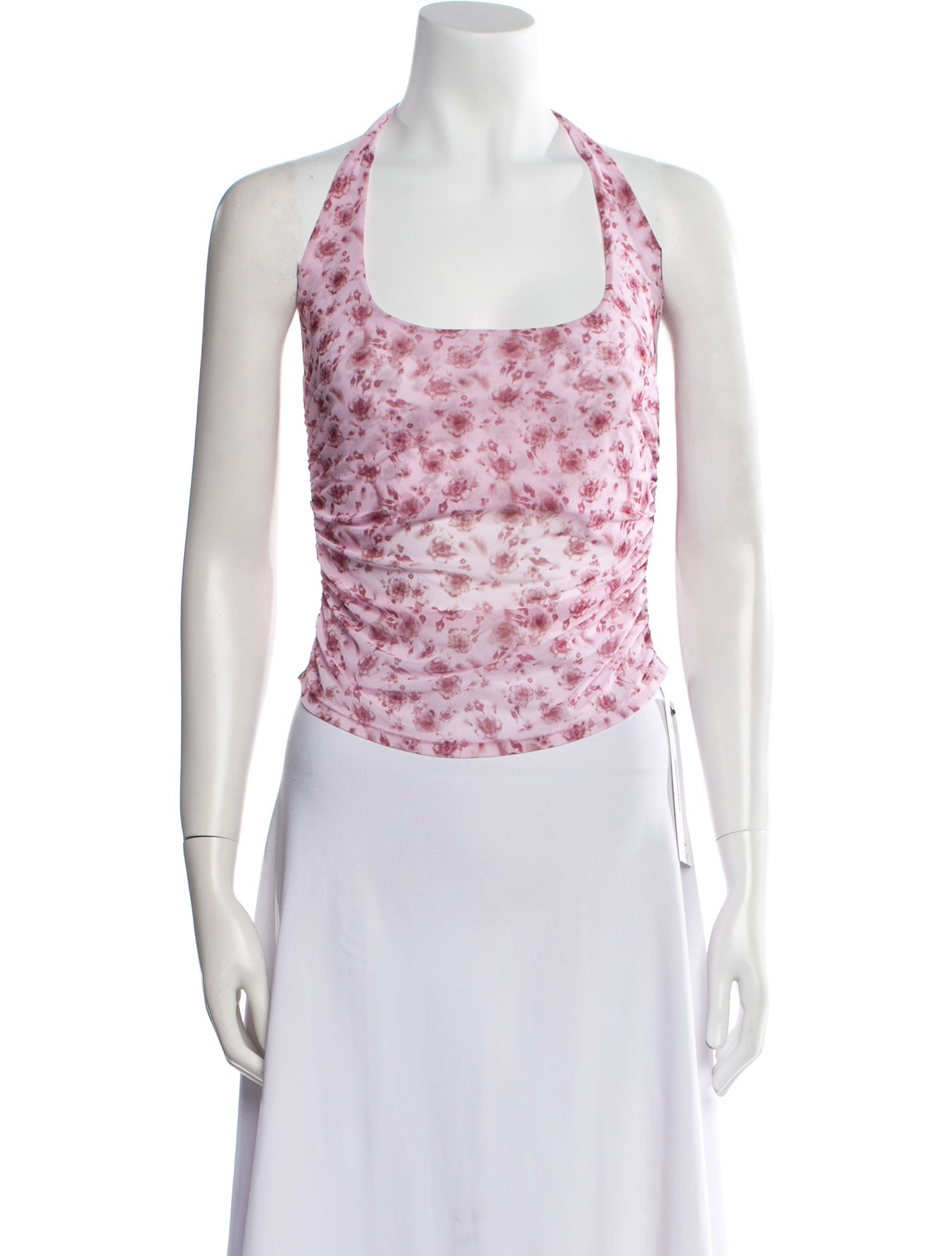 Reformation Floral Print Halterneck Crop Top