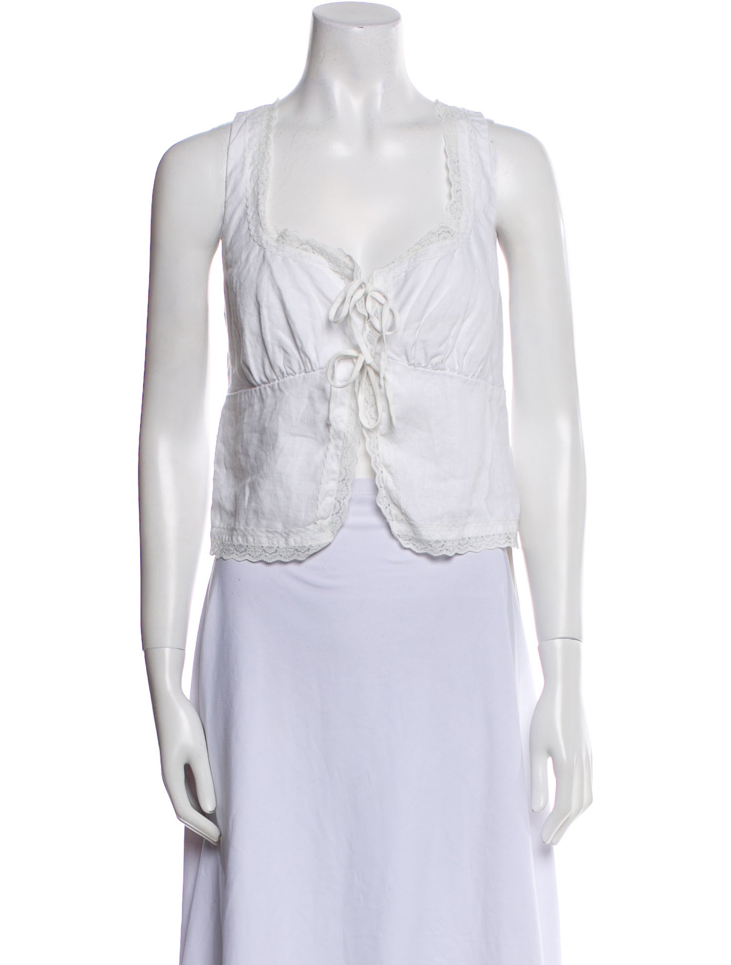 Reformation Linen V-Neck Crop Top