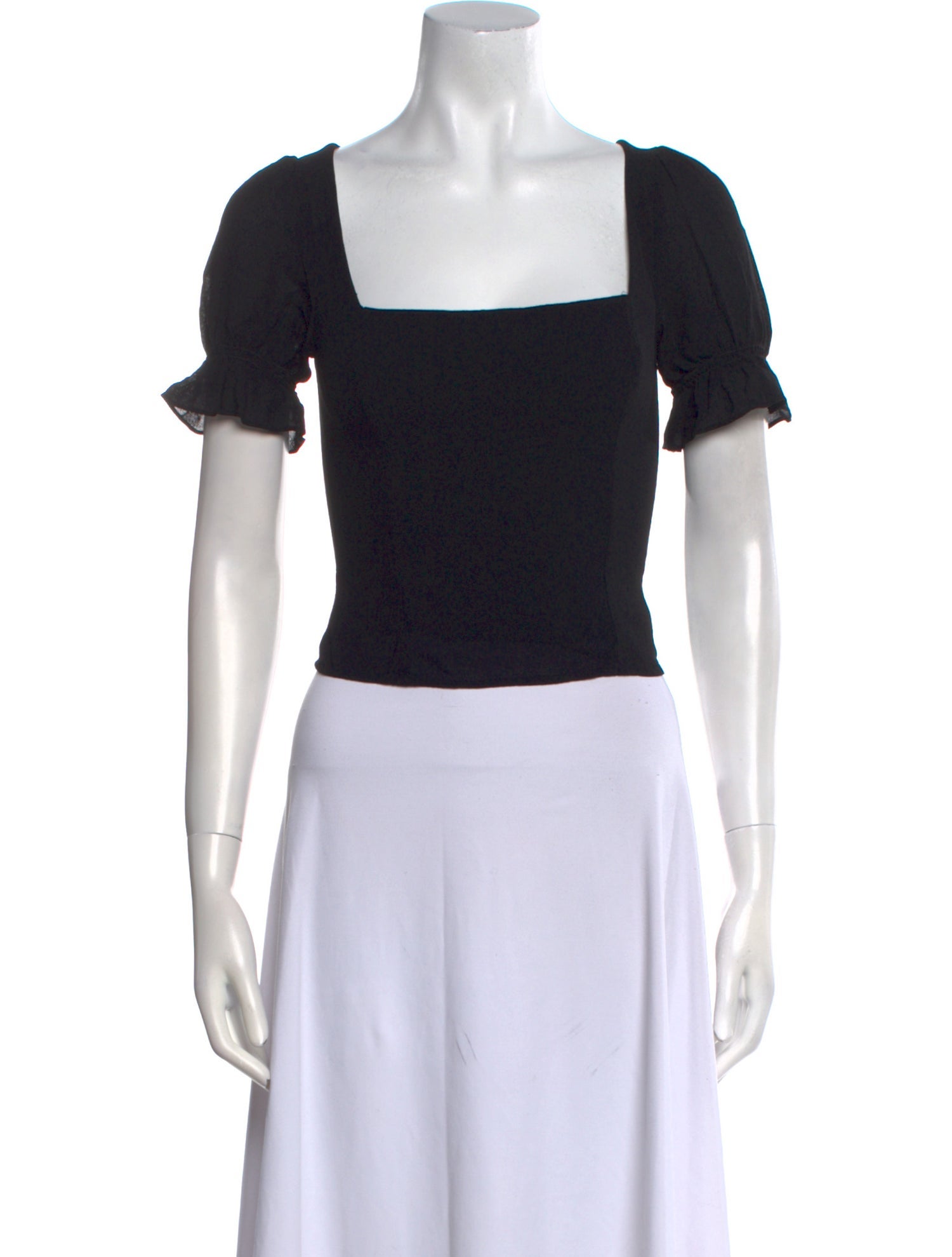 Reformation Square Neckline Short Sleeve Crop Top