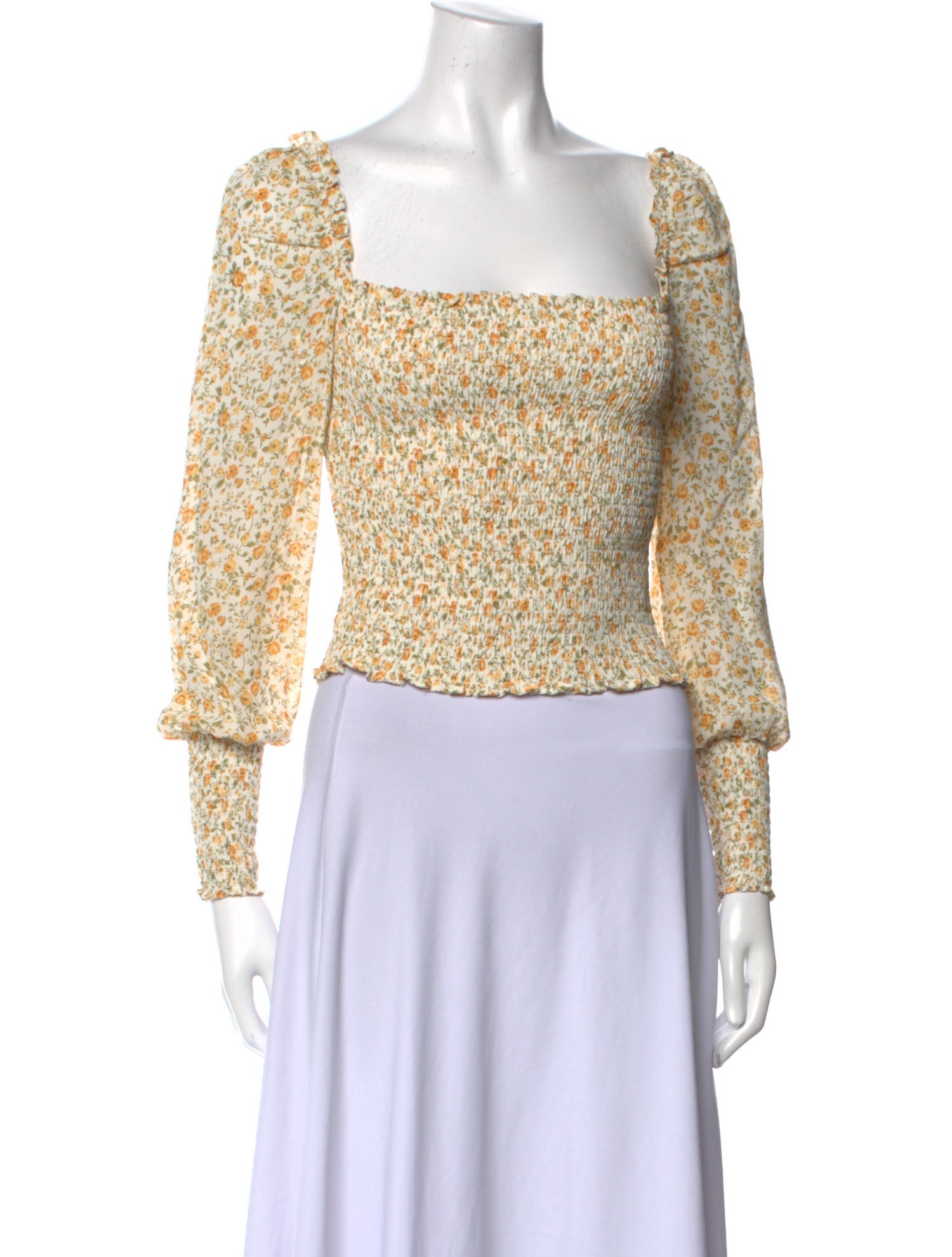 Reformation Floral Print Square Neckline Crop Top