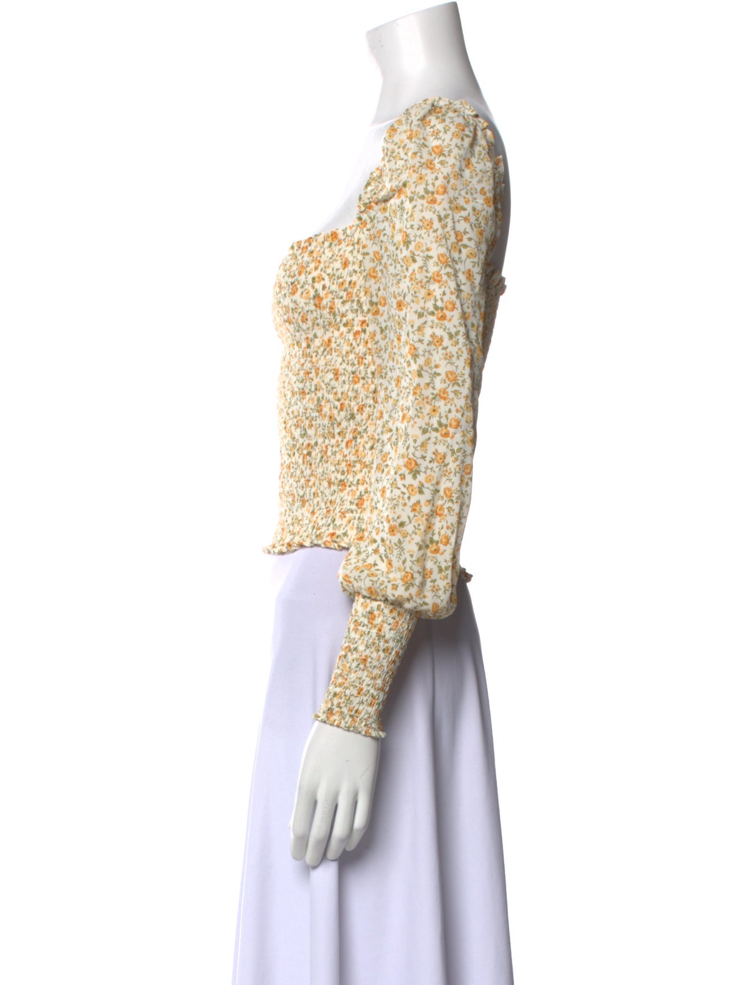 Reformation Floral Print Square Neckline Crop Top