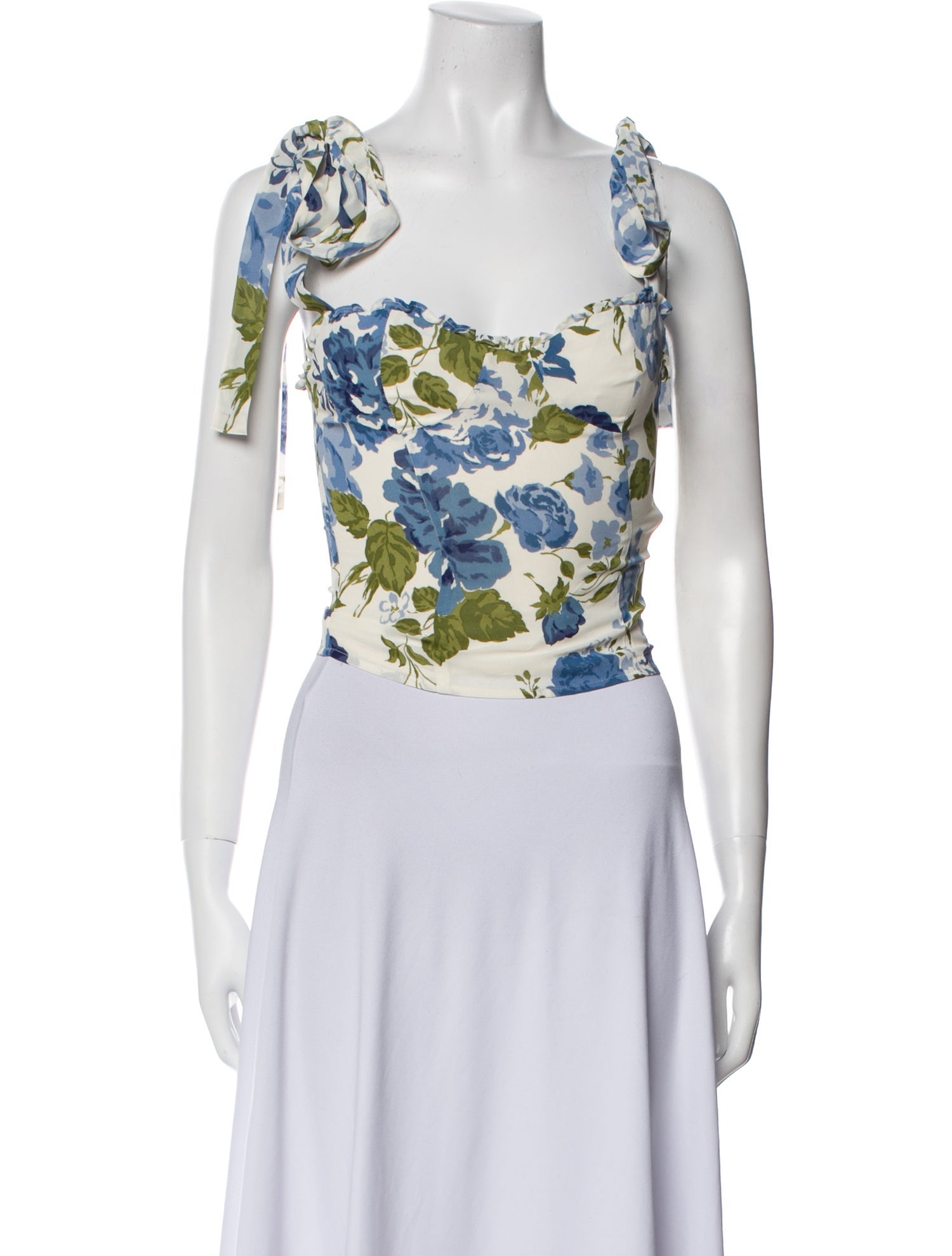 Reformation Floral Print Square Neckline Crop Top