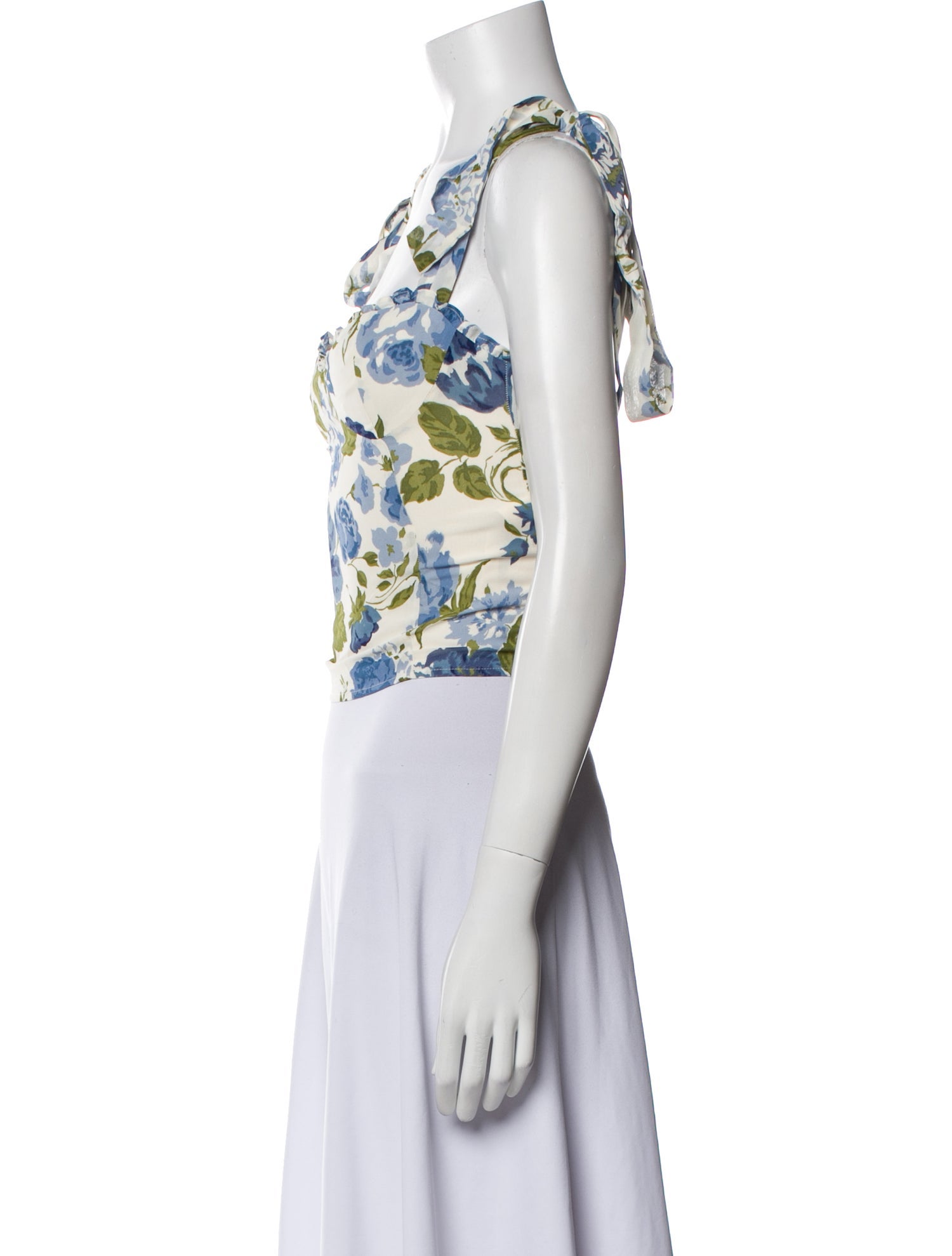 Reformation Floral Print Square Neckline Crop Top