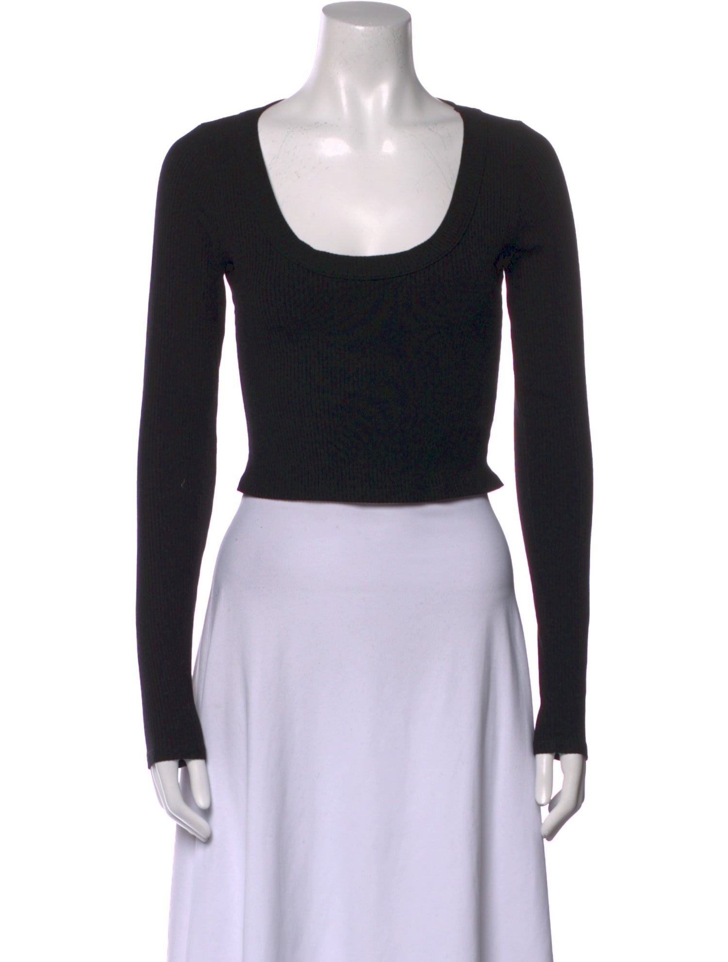 Reformation Scoop Neck Long Sleeve Crop Top